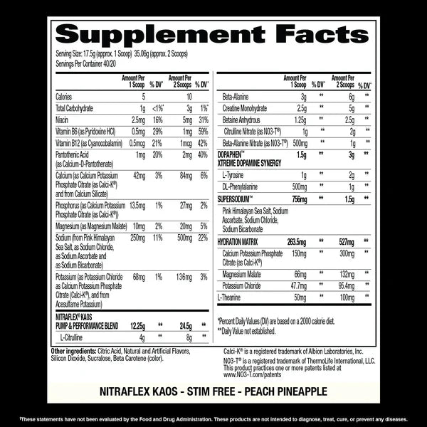 GAT SPORT Pre-Workout Nitraflex Kaos Stim Free