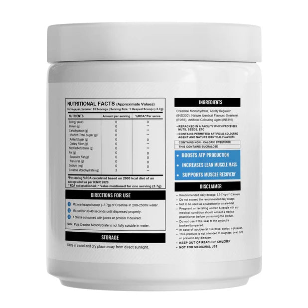 WELLCORE Pure Micronised Creatine Monohydrate – 250g (83 Servings) | Pure Sure Supps