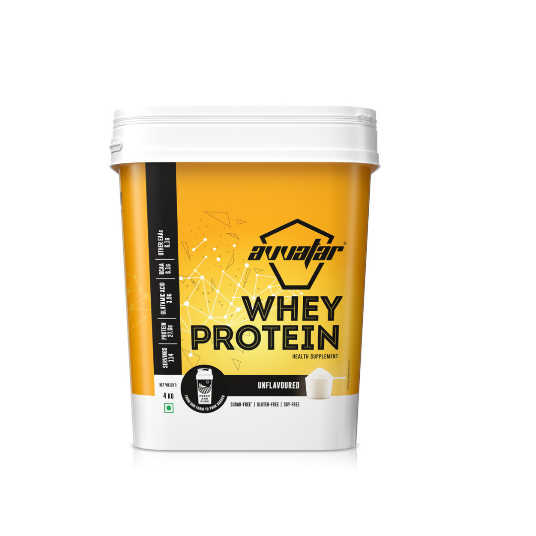 Avvafar whey protein container on a white background