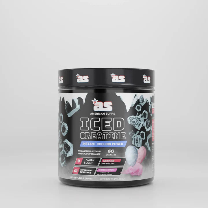Container of American Supps ICED Creatine on a white background