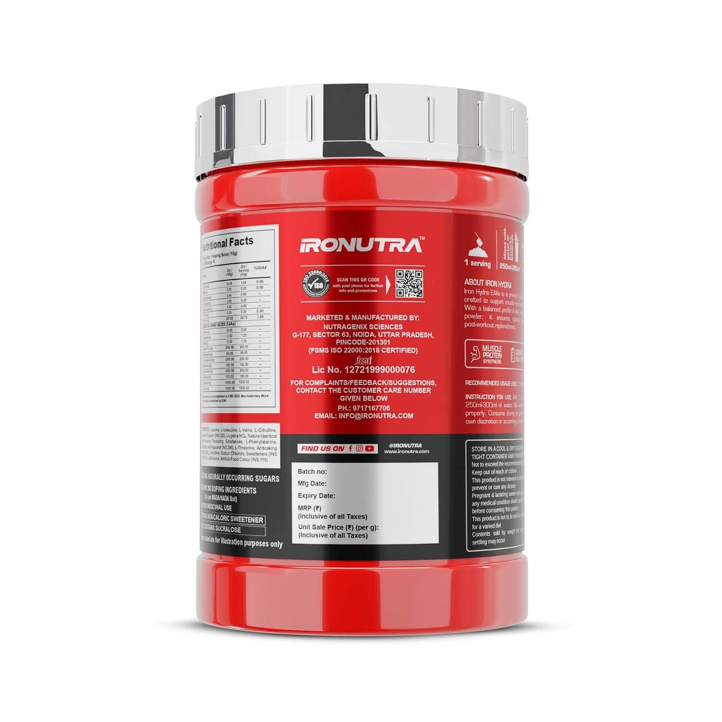 Red supplement container with 'Ronutra' branding on a white background