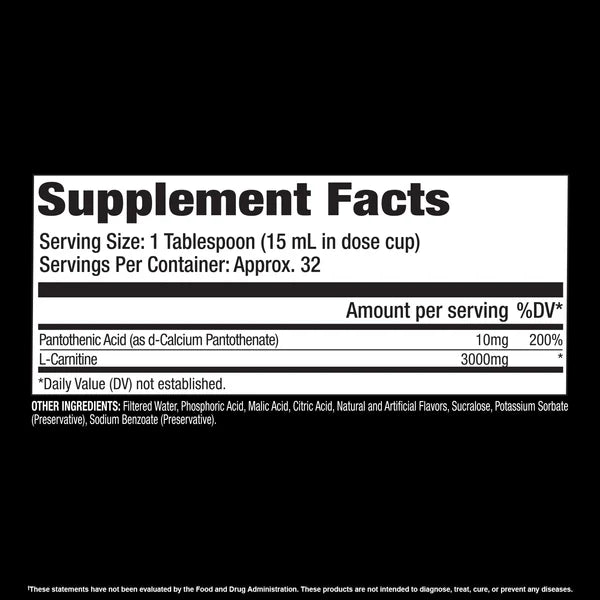 Supplement facts label with black text on a white background