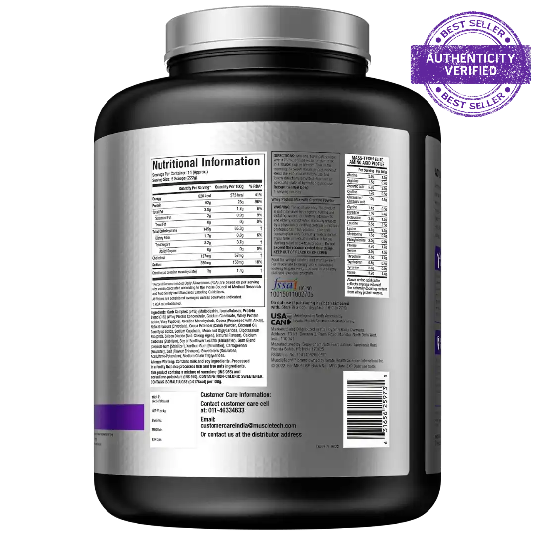 Nutritional information label on a supplement container with 'Best Seller' stamp.