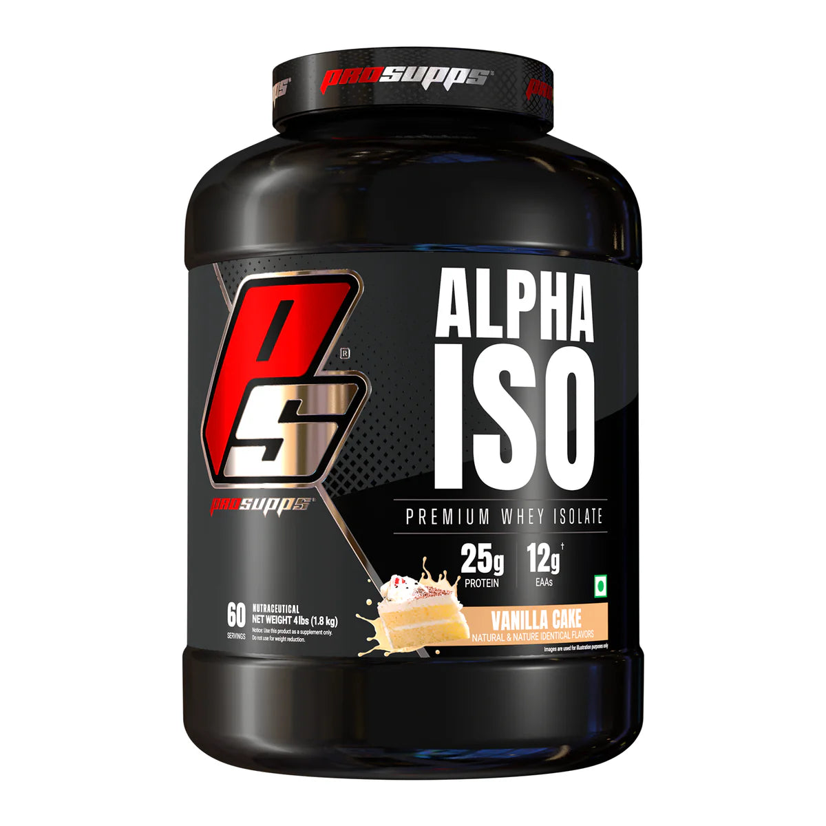 ProSupps Alpha ISO protein powder container on a white background
