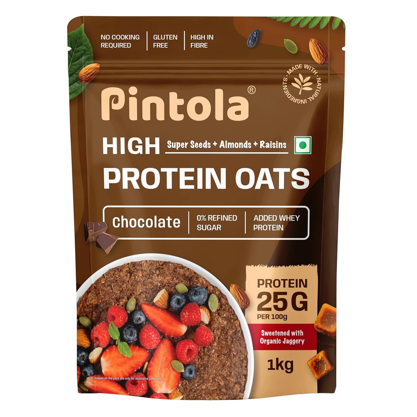 PINTOLA HIGH PROTEIN OATS | DARK CHOCOLATE | 1 KG | PURE SURE SUPPS