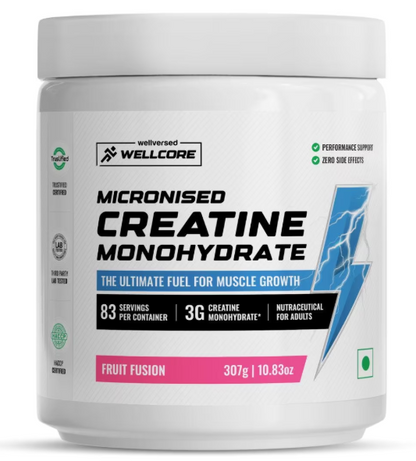 Wellcore - Pure Micronised Creatine Monohydrate  (307g, 83 Servings) Fruit Fusion