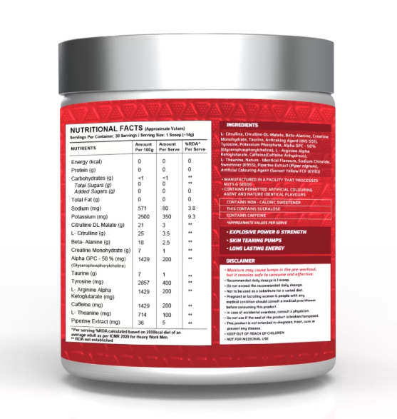 Dynamite Pre-Workout Valencia Orange - (240g, 30 Servings)