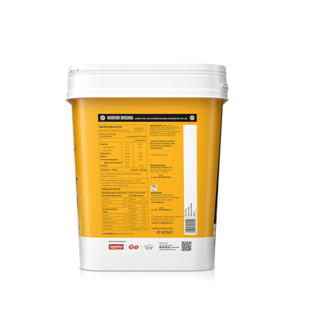 Avvatar Whey Protein 1kg – Delicious Malai Kulfi Flavor | 100% Vegetarian Protein