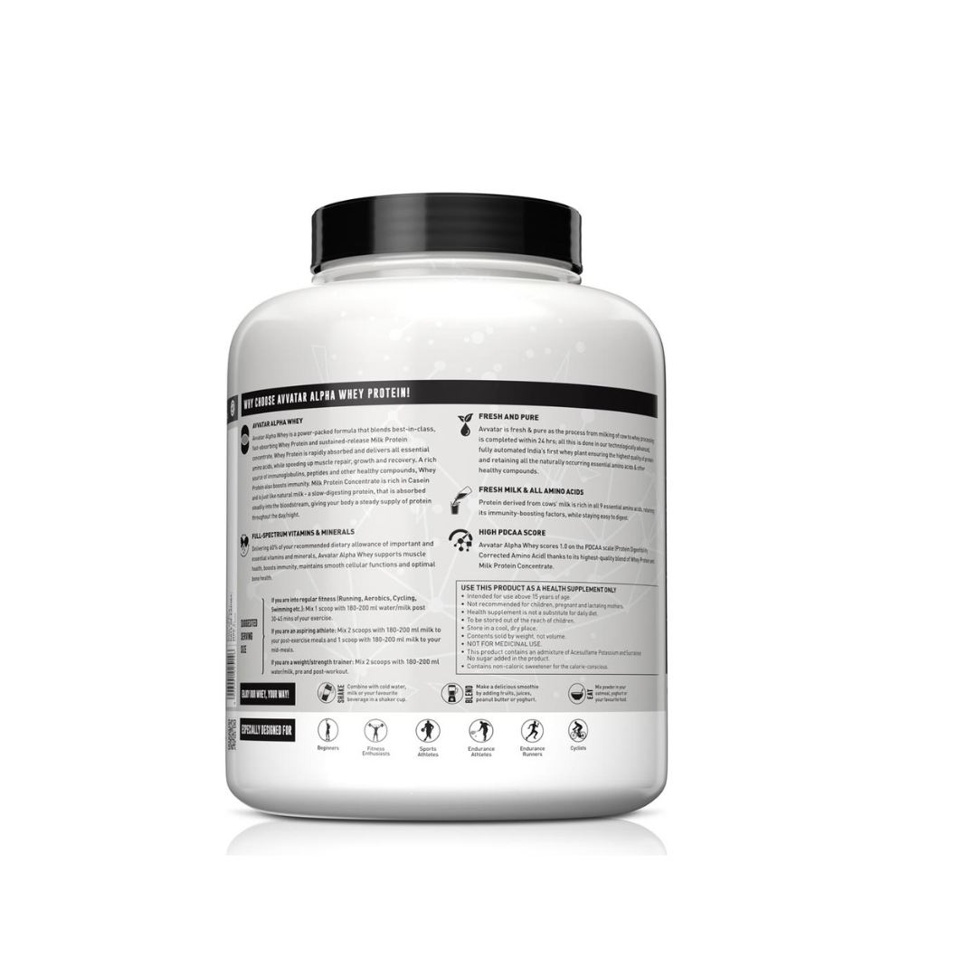 AVVATAR ALPHA WHEY PROTEIN | 1Kg | Belgian Chocolate Flavour | 20g Protein | 33 Servings | for Muscle Growth and Lean Muscle Mass