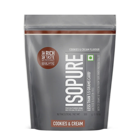 ISOPURE Low Carb Protein – Low Carb, Lactose-Free, Zero Added Sugar | 500g | Cookies & Cream | Pure Sure Supps
