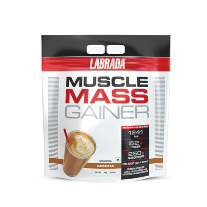 Labrada Muscle Mass Gainer package with mocha flavor on a white background