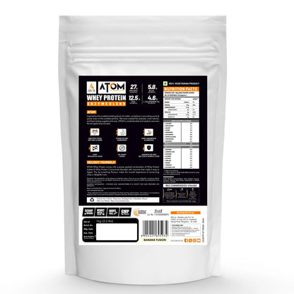 Protein powder package with a detailed label on a white background