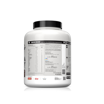 White supplement container with black lid on a white background