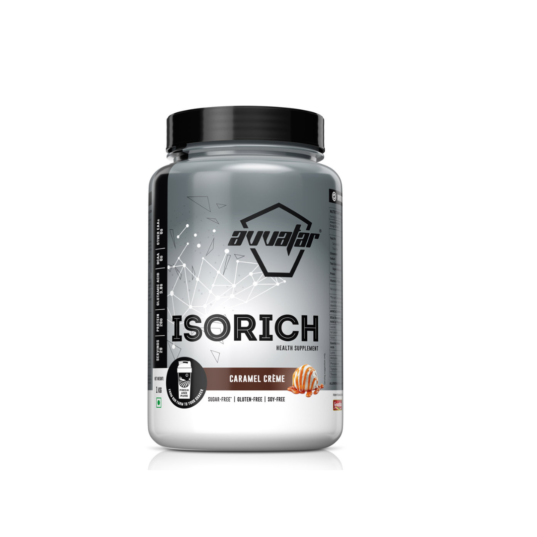 Supplement bottle labeled 'Isorich' by Avvaar on a white background