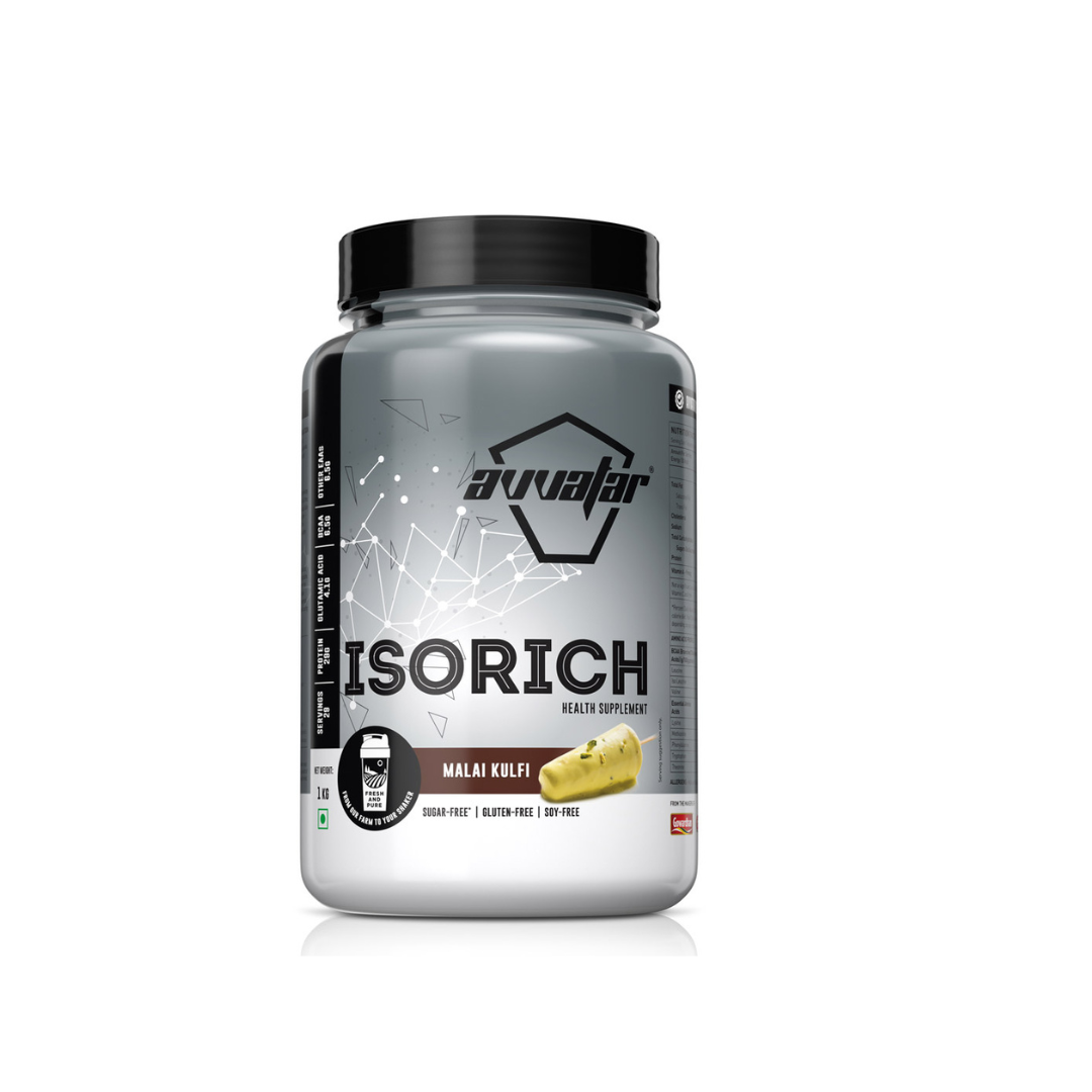 Supplement bottle labeled 'ISORICH' with a black cap on a white background