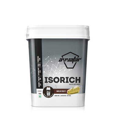 Container of Avvalar Isorich health supplement on a white background