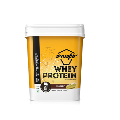 Avvatar Whey Protein container with yellow label on a white background | pure sure supps