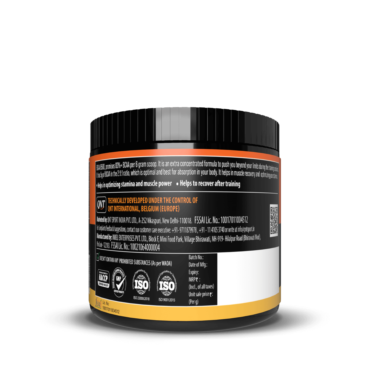 Supplement container with label on a black background