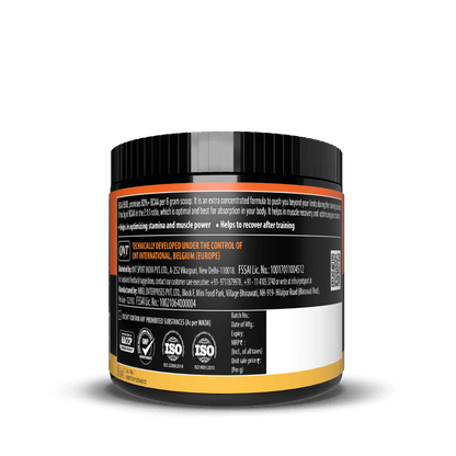 Supplement container with label on a black background