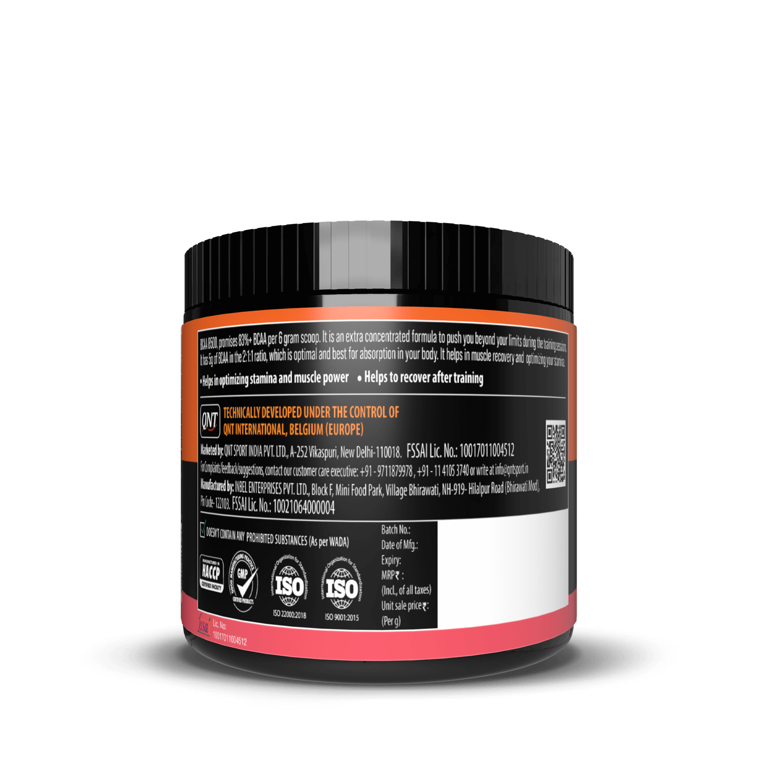 Supplement container with label on a black background