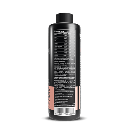 Bottle label with nutritional facts on a black background