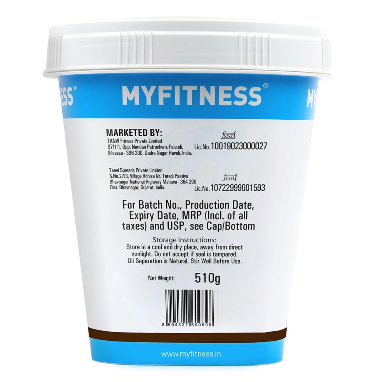 MyFitness protein powder container with label on a white background