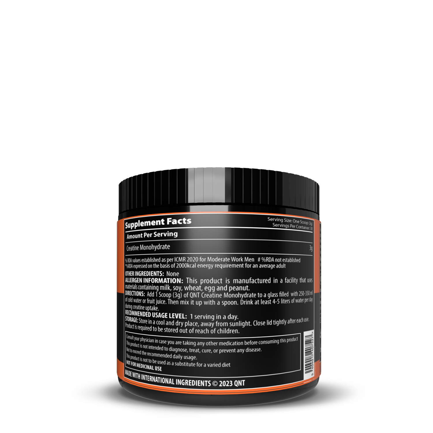 Supplement container with label on a white background