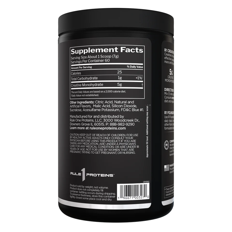 Back label of a supplement container with text and branding on a white background