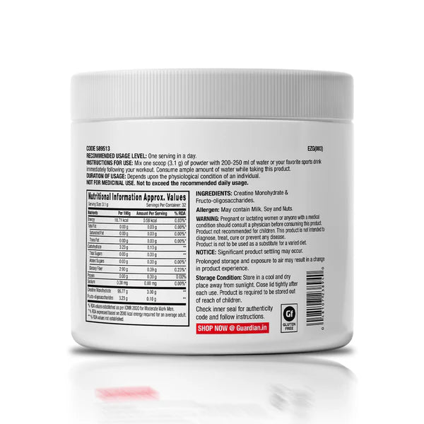 Back label of a supplement container with text and nutritional information on a white background