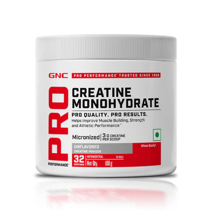 GNC Pro Performance Creatine Monohydrate powder container on a white background