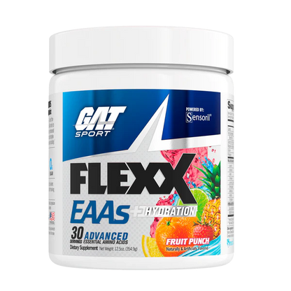 GAT Sport Flexx EAAS Hydration supplement container on a white background