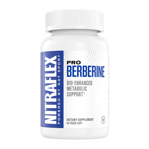 Nitraflex Pro Berberine dietary supplement bottle on a white background