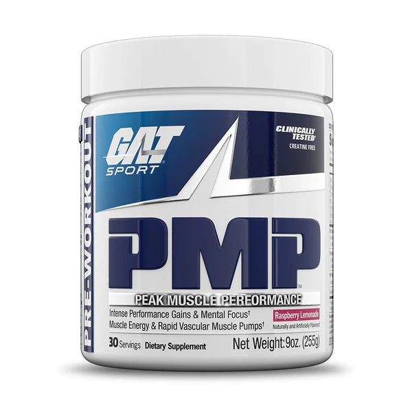 GAT Sport PMP Peak Muscle Performance supplement container on a white background