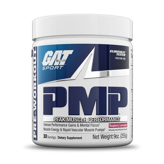 GAT Sport PMP Peak Muscle Performance supplement container on a white background