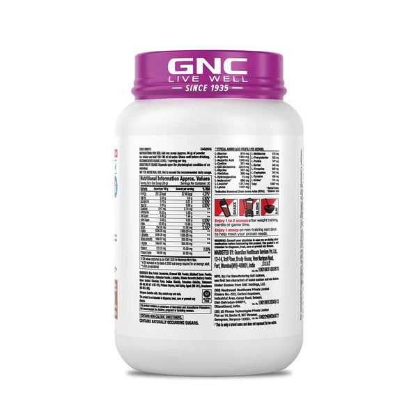 GNC supplement container with purple lid on a white background