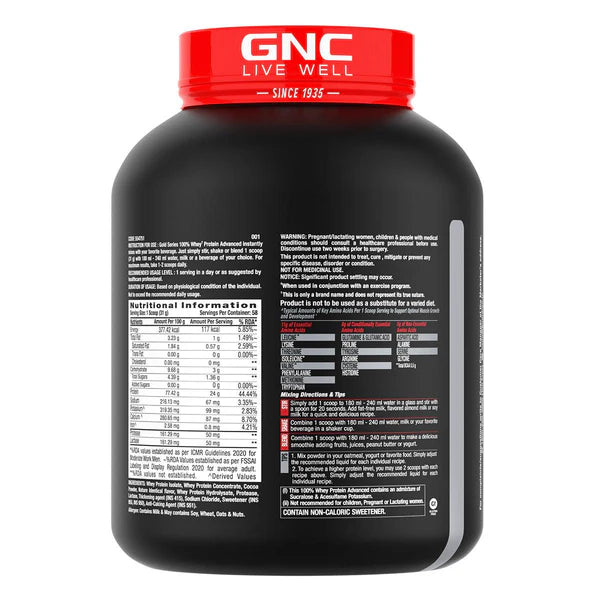 Black supplement container with red lid featuring GNC branding on a white background