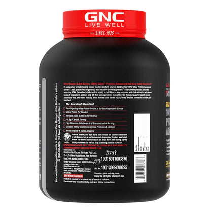 Black container with red lid featuring GNC branding on a white background