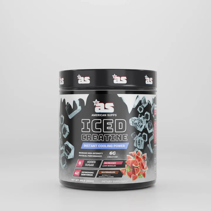 Container of American Supps ICED Creatine on a white background