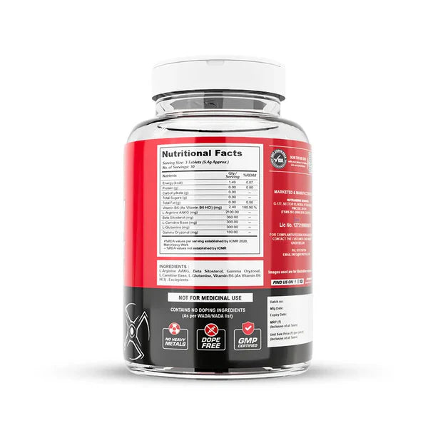 Supplement bottle with nutritional facts label on a white background