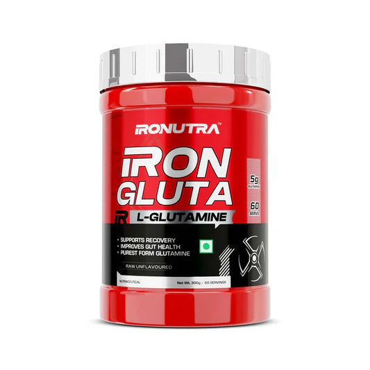 IRONUTRA Iron Gluta L-Glutamine supplement container on a white background