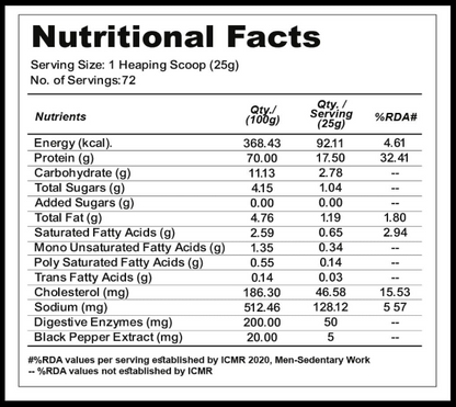 Nutritional facts label for a product with serving size and nutritional content details.