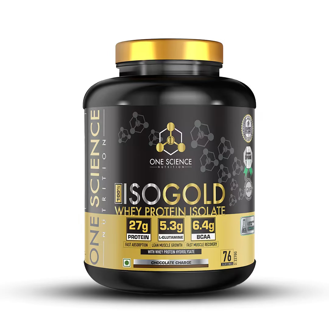 One Science Nutrition ISO Gold Whey Protein Isolate container on a white background