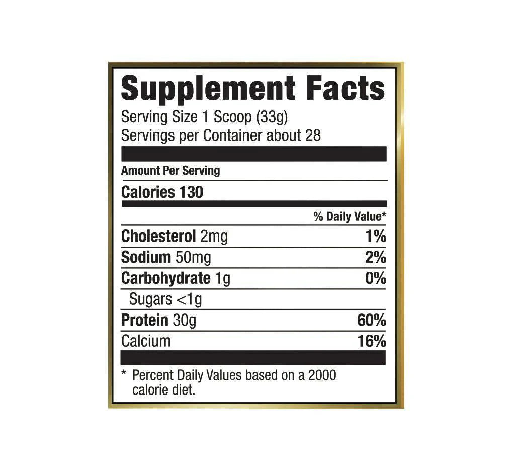 Supplement facts label with nutritional information on a white background