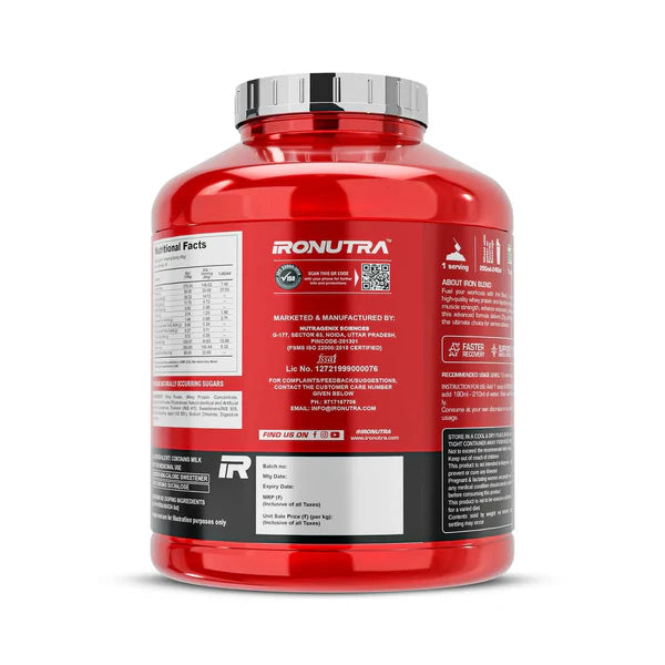 Red supplement container with Ironutra branding on a white background