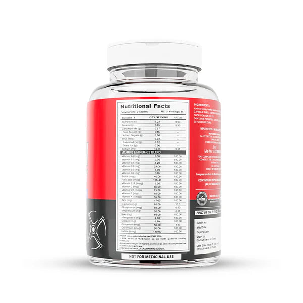 Supplement bottle with nutritional facts label on a white background