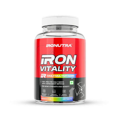 Ironutria Iron Vitality supplement bottle on a white background