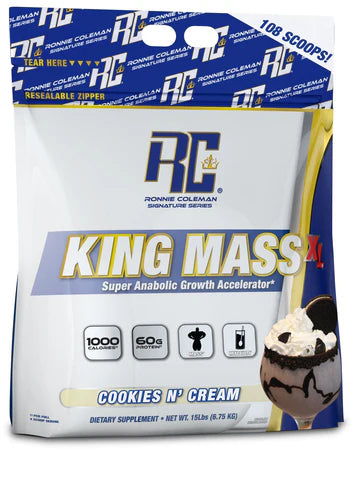  Ronnie Coleman King Mass X3 supplement package with cookies 'n' cream flavor on a white background