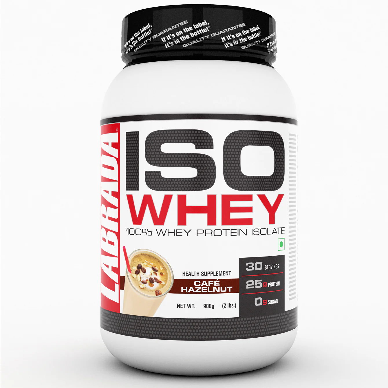 Protein supplement container labeled 'ISO Whey' on a white background