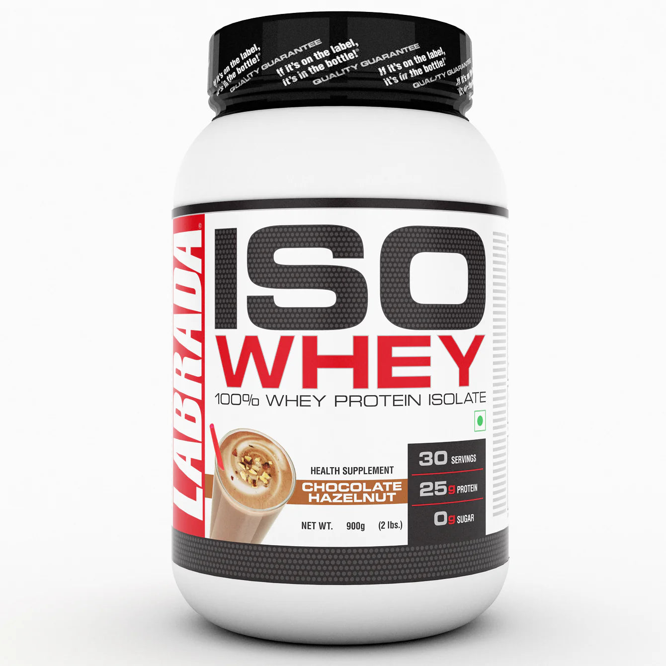 Protein supplement container labeled 'ISO Whey' on a white background