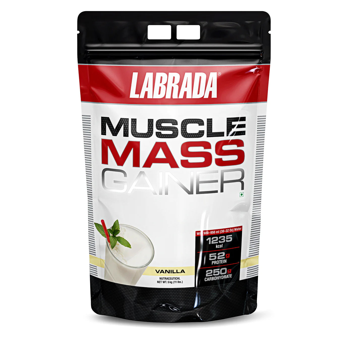 Labrada Muscle Mass Gainer supplement package on a white background